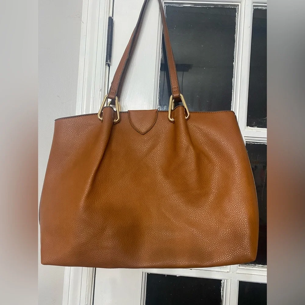 Anne Klein Tan Tote with Gold Accents - Picture 3 of 12